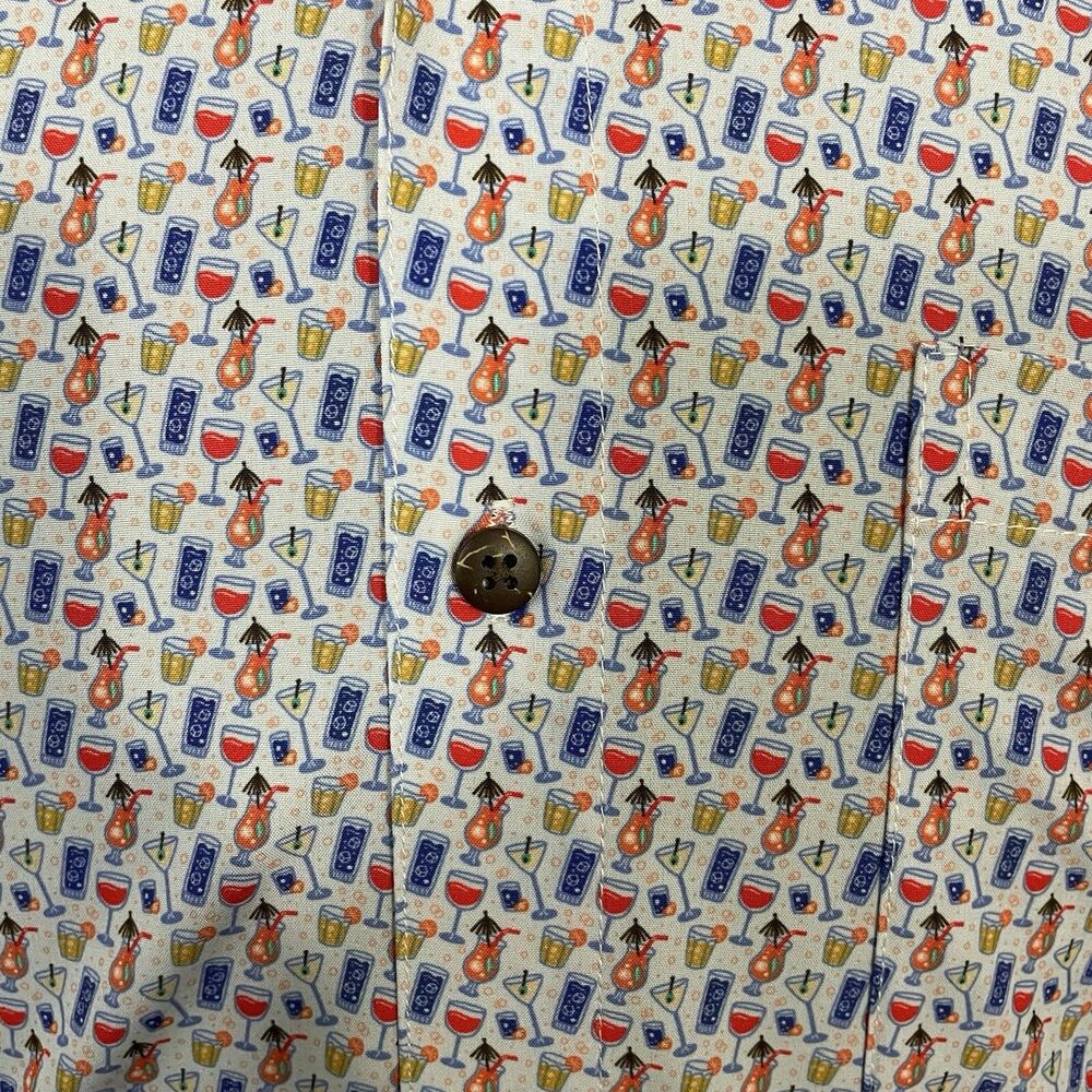 Tropical Bros Men's Large Alcohol Drinks AOP Moisture Wicking Button-Front Shirt - Picture 4 of 7